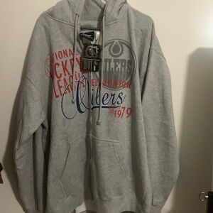 NHL Edmonton Oilers Zip up Light Grey Hoodie